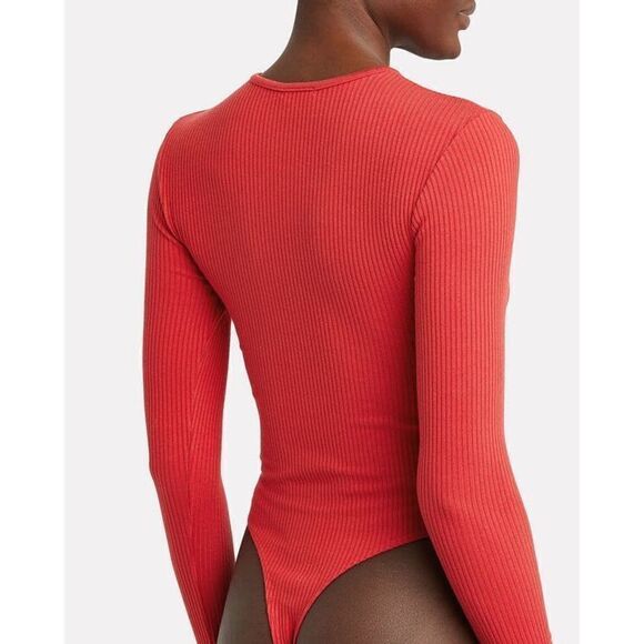 Re/Done 60's Rib Knit Bodysuit Red NEW - Picture 3 of 8